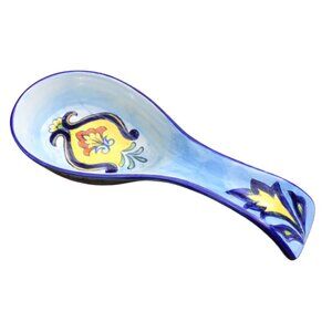 🪐🍧 Maxcera Blue Talavera Pottery Large Spoon Rest Yellow Floral🍧🧁